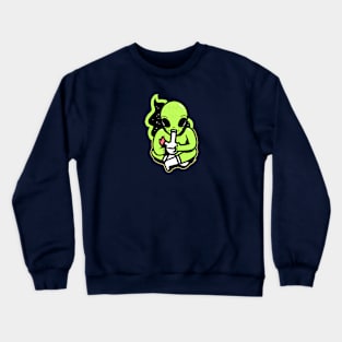 Smoking Alien 420 Design Crewneck Sweatshirt